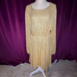 Gibson Latimer Gold Long Sleeve Dress